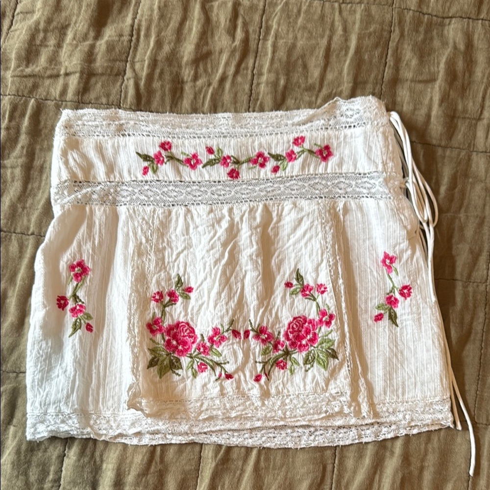 For Love & Lemons Jolene Embroidered Floral Mini Skirt